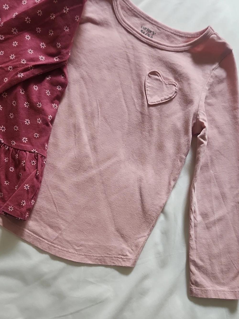 Carter's Pink & Mauve Long-Sleeve Floral and Heart Tee Set
